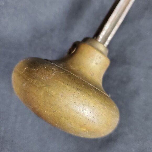 Antique Solid Brass Door Knob Set Early 1900s Mortise Style Double Knob with Spi - Picture 8 of 11